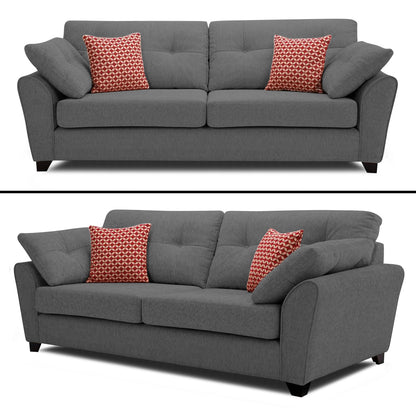 Adorn India Moris 3+2+1 6 Seater Fabric Sofa Set (Grey) (3 Year Warranty)