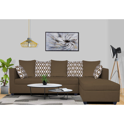 Adorn India Zink Straight line L Shape 6 Seater Sofa Rhombus Cushion(Camel)
