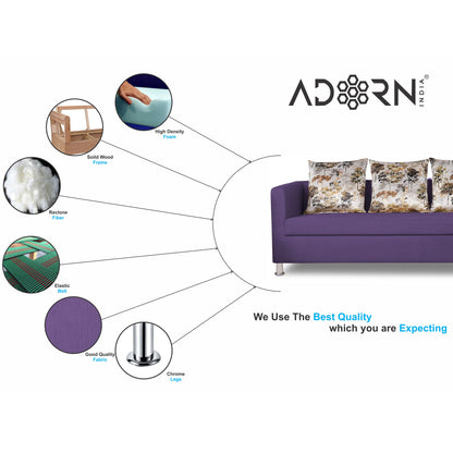 Adorn India Alita 3 Seater Compact Sofa (Dark Purple)