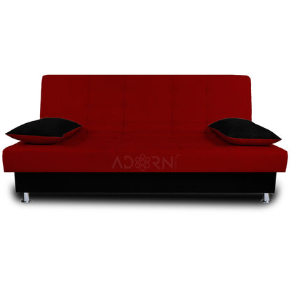 Adorn India Alyssum 3 Seater Sofa cumbed(Maroon & Black)