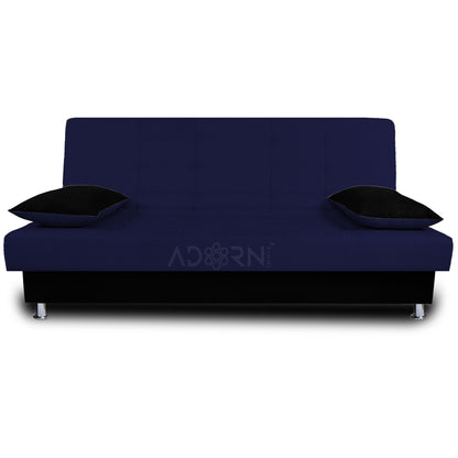Adorn India Alyssum 3 Seater Sofa Cumbed (Navy Blue & Black)