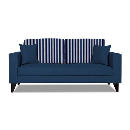 Adorn India Hector Stripes 3 Seater Sofa (Blue) Martin Plus (3 Year Warranty)