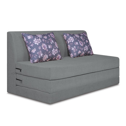 Adorn India Easy Highback Three Seater Sofa Cum Bed Floral 5' x 6' (Grey) (1 Year Warranty)