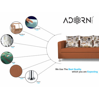 Adorn India Alita 3-1-1 Compact 5 Seater Sofa Set (Rust)