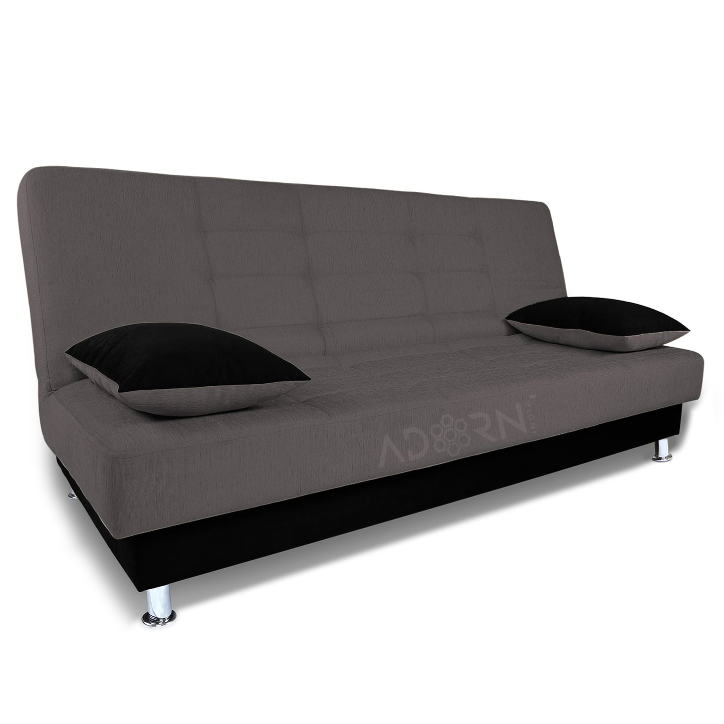 Adorn India Alyssum 3 Seater Sofa Cumbed (Grey & Black)