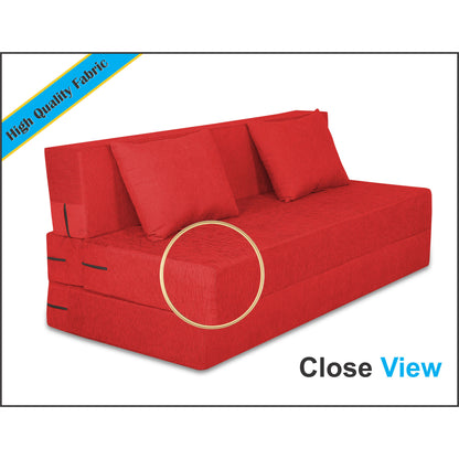 Adorn India Easy 2 Seater Sofa Cum Bed Alyn 4'x 6' (Red) (1 Year Warranty)