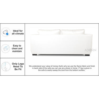 Adorn India Walton Leatherette 3-1-1 Sofa Set (White)