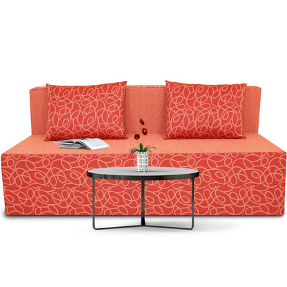 Adorn India Easy Three Seater Sofa Cum Bed Poly Cotton (Red) 5'X6'
