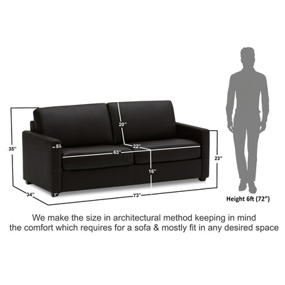 Adorn India Exclusive Flavio Leatherette Three Seater Sofa (Black)