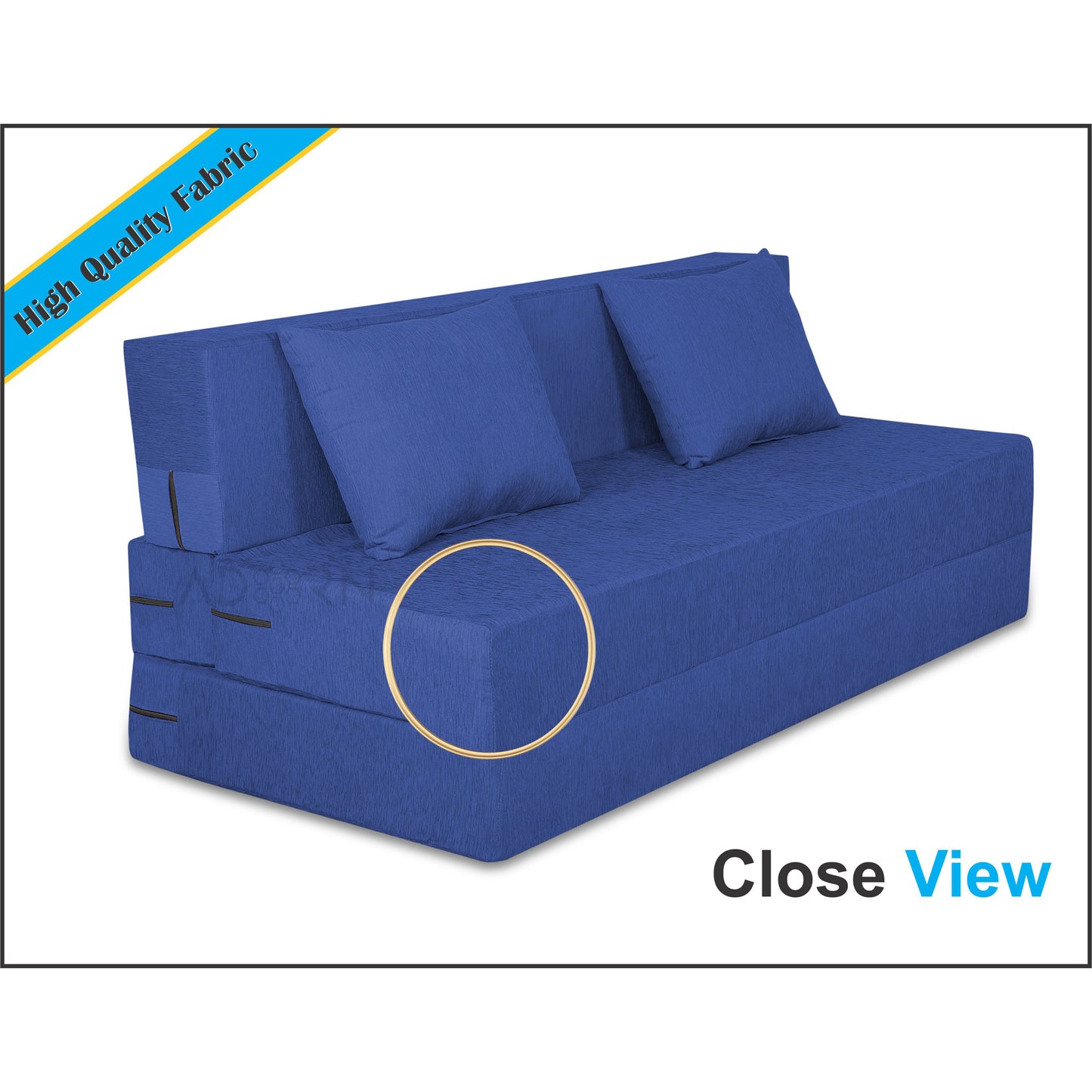 Adorn India Easy Three Seater Sofa Cum Bed Alyn 6'x 6' (Dark Blue)
