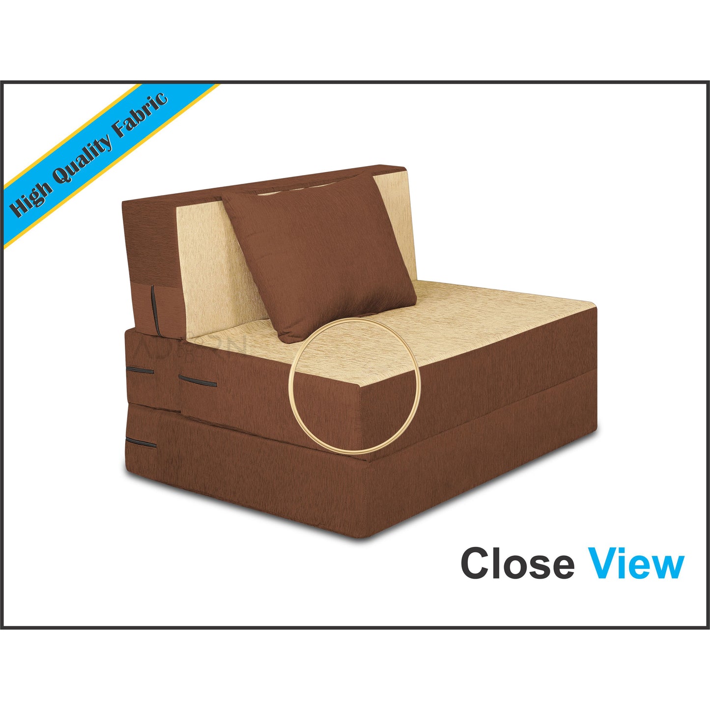 Adorn India Easy 2 Seater Sofa cumbed 3x6 (Brown & Beige) (1 Year Warranty)