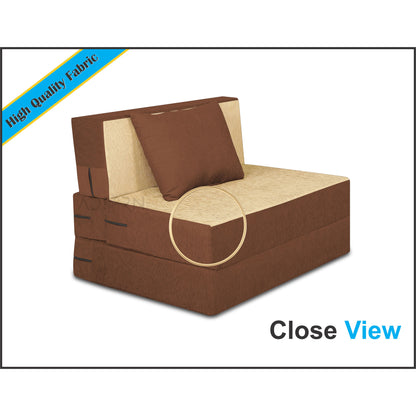 Adorn India Easy 2 Seater Sofa cumbed 3x6 (Brown & Beige) (1 Year Warranty)