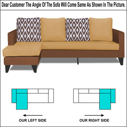 Adorn India Beetle Rhombus L Shape 5 Seater Sofa Set LHS (Brown & Beige) (3 Year Warranty)