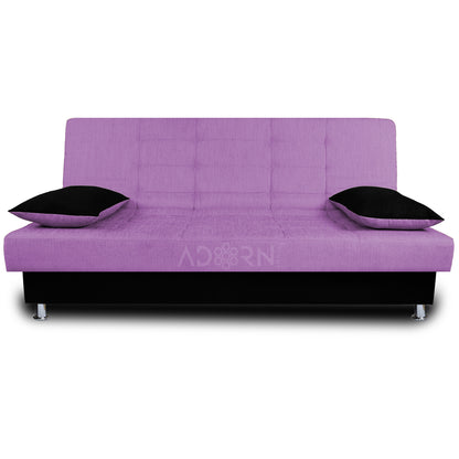 Adorn India Alyssum 3 Seater Sofa Cum Bed (Light Purple & Black)