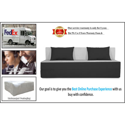 Adorn India Easy 3 Seater Sofa Cum Bed (Black & Grey) (5x6) (3 Year Warranty)