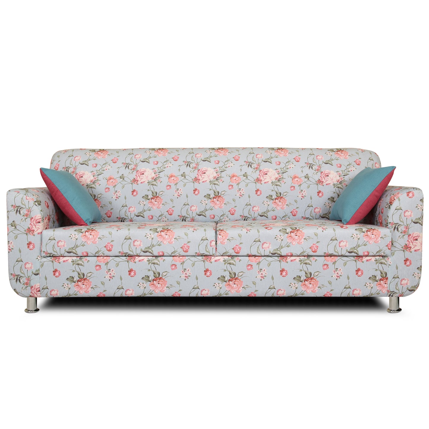 Adorn India Roselyn 3 Seater Sofa Digitel Print (Blue)