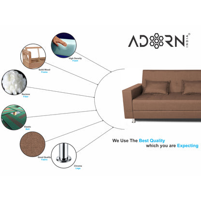 Adorn India Flora Sofa Cum bed (Camel)