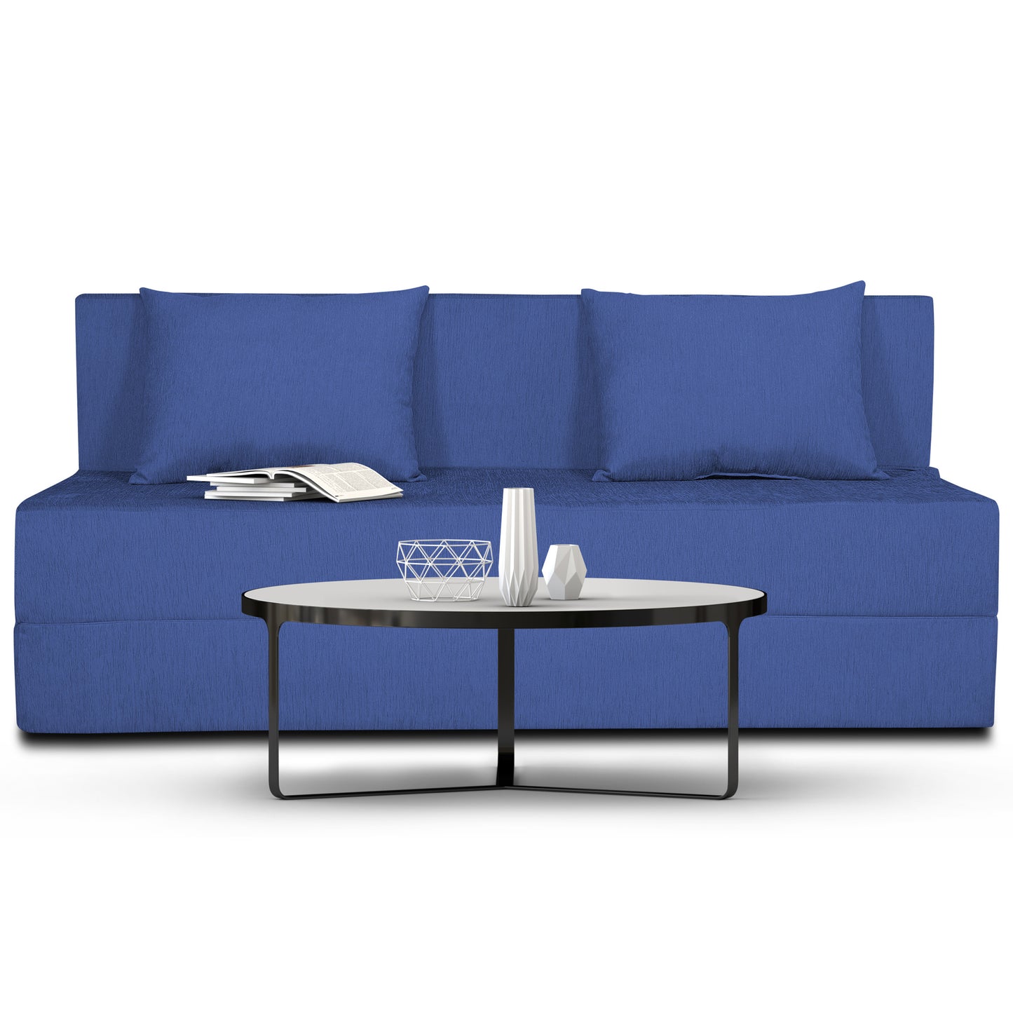 Adorn India Easy Three Seater Sofa Cum Bed Alyn 5'x 6' (Dark Blue)(1 Year Warranty)