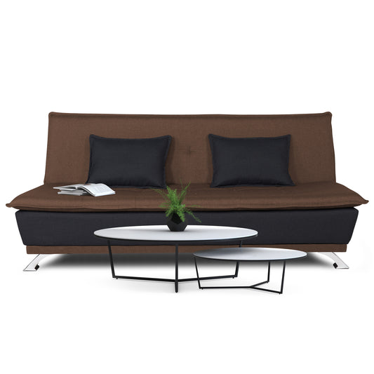 Adorn India Exclusive Two Tone Arden 4 Seater Sofa Cum Bed 4 x 6 (Brown & Black) (3 Year Warranty)