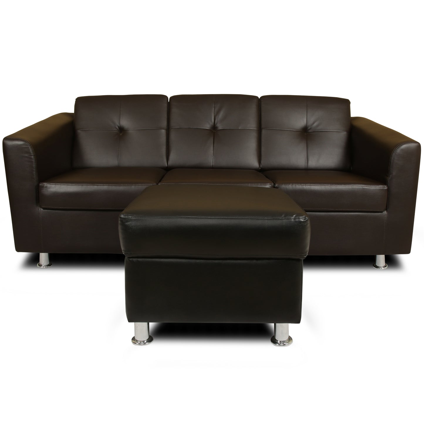 Adorn India Orchid Modular Sofa Set Leatherette (Black)