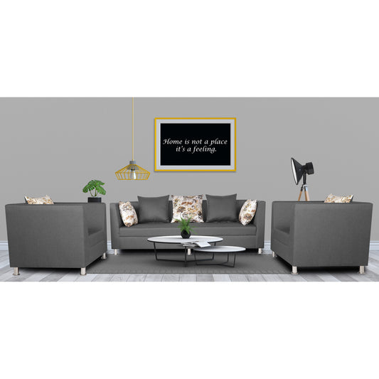 Adorn India Alica 3-1-1 5 Seater Sofa Set(Light Grey)