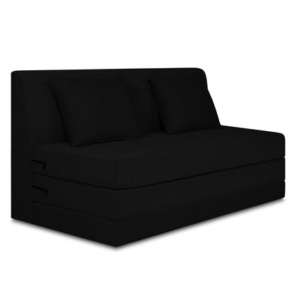 Adorn India Easy Highback Three Seater Sofa Cum Bed Decent 6' x 6' (Black) (1 Year Warranty)
