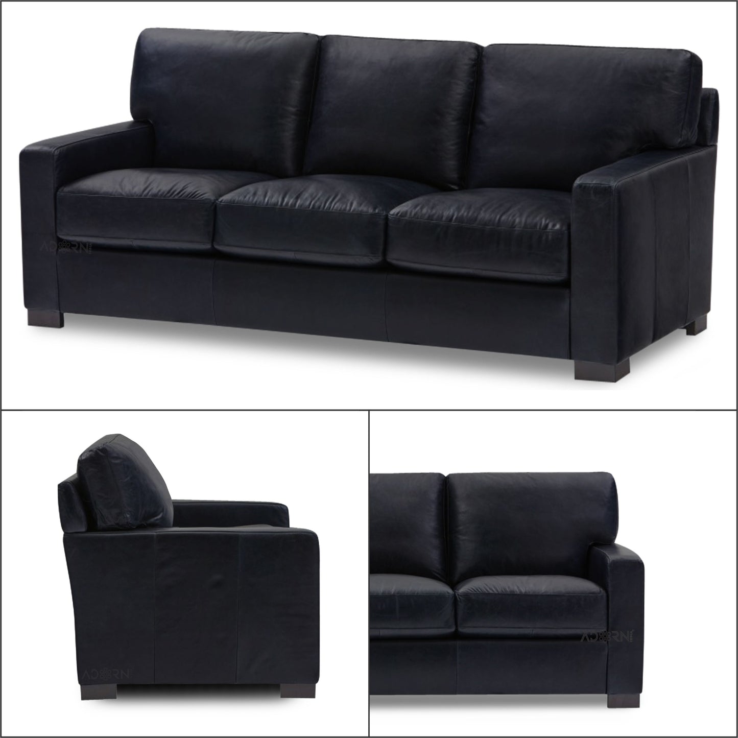 Adorn India Exclusive Rosina Leatherette 3+2 Sofa Set (Black)