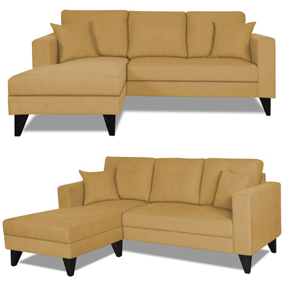 Adorn India Martin L Shape 4 Seater Sofa Set Plain (Left Hand Side (Beige) (3 Year Warranty)