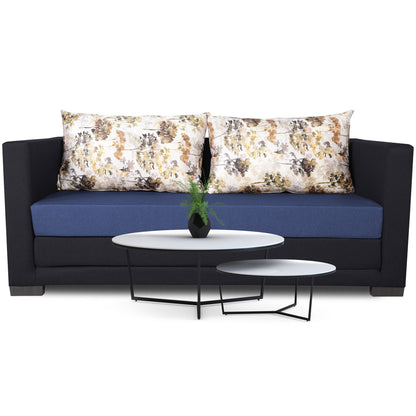 Adorn India Exclusive Two Tone Straight Line Three Seater Sofa Cum Bed (Blue & Black)