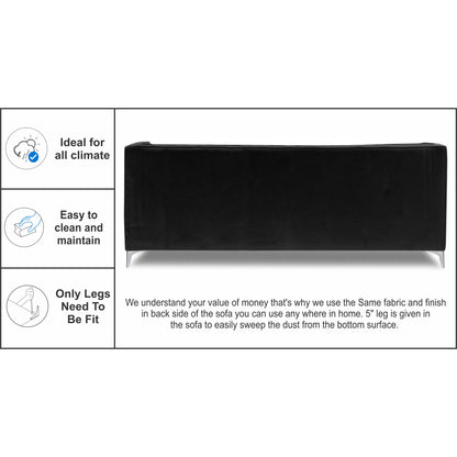 Adorn India Exclusive Cosmos Leatherette 3+2 Sofa Set (Black)