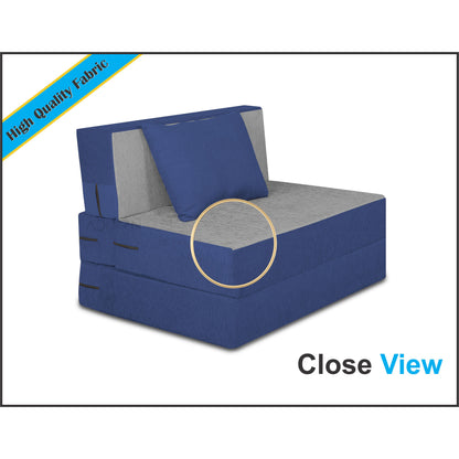 Adorn India Easy 2 Seater Sofa cumbed 3x6 (Blue & Grey) (1 Year Warranty)