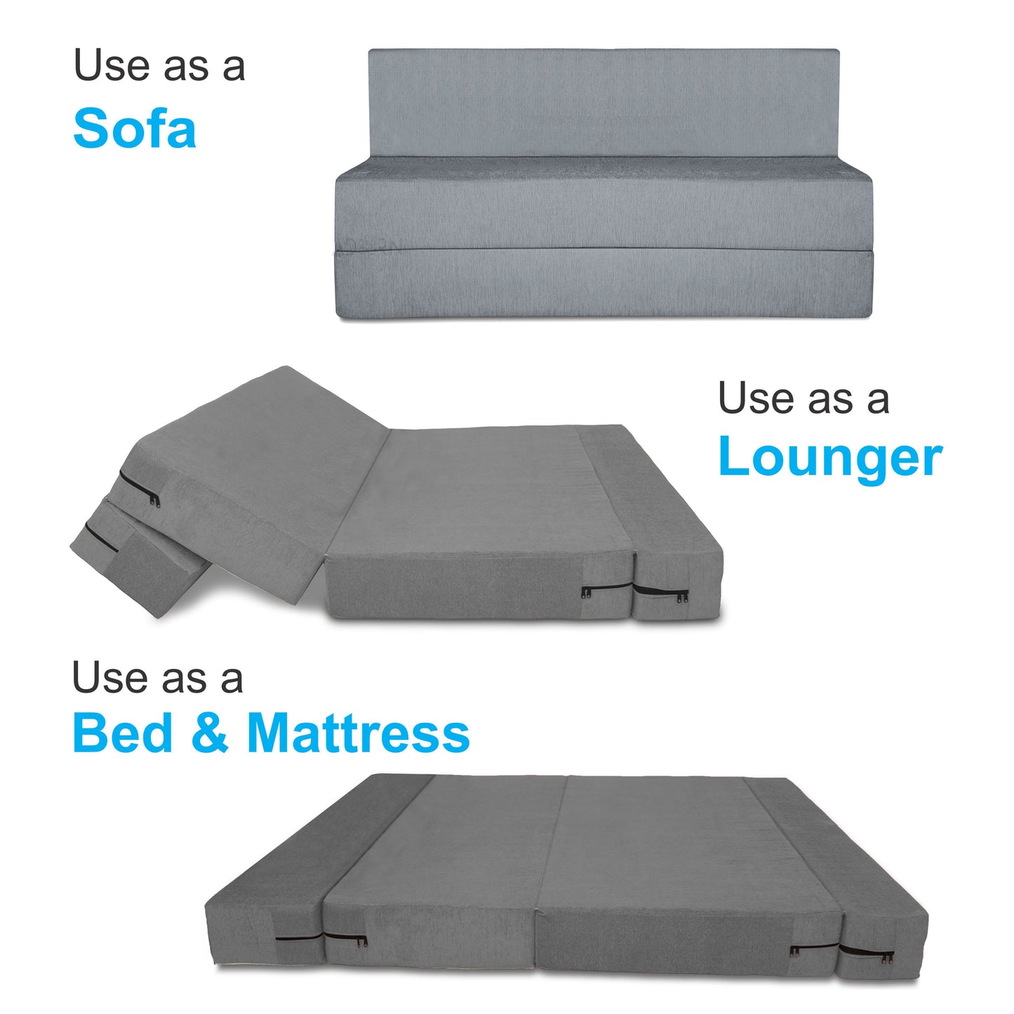 Adorn India Easy Treno 2 Seater Sofa Cum Bed Sit & Sleep Perfect for Guest, Colour Grey, 4'x6' (1 Year Warranty)