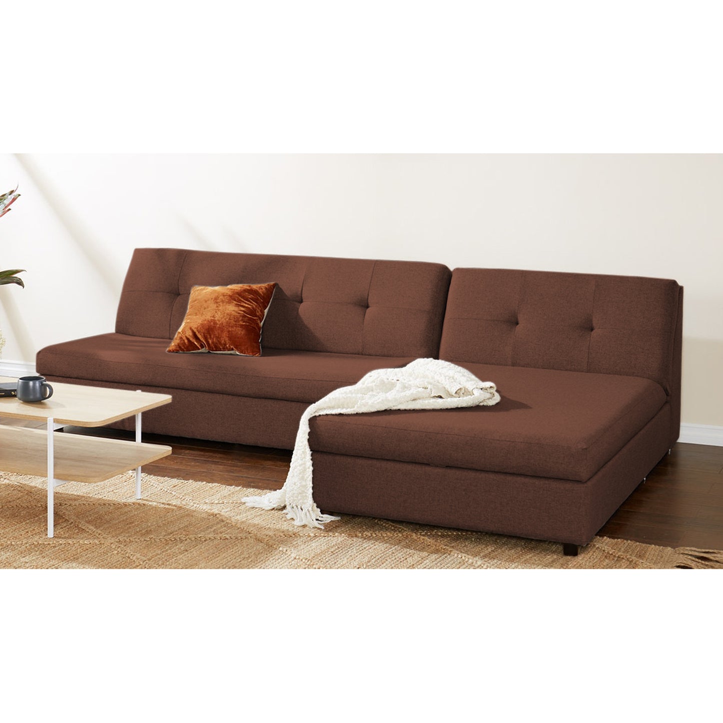 Adorn India Atlas Modular Sofa Set (Brown) (3 Year Warranty)