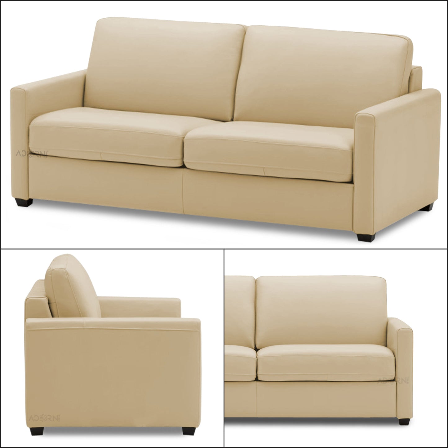 Adorn India Flavio Leatherette 3-1-1 Sofa Set (Beige)