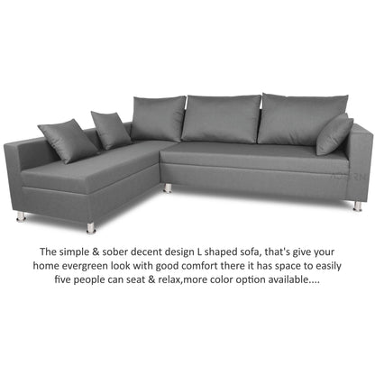 Adorn India Straight Line 6 seater L Shape Sofa set (Left Side Handle)(Light Grey)