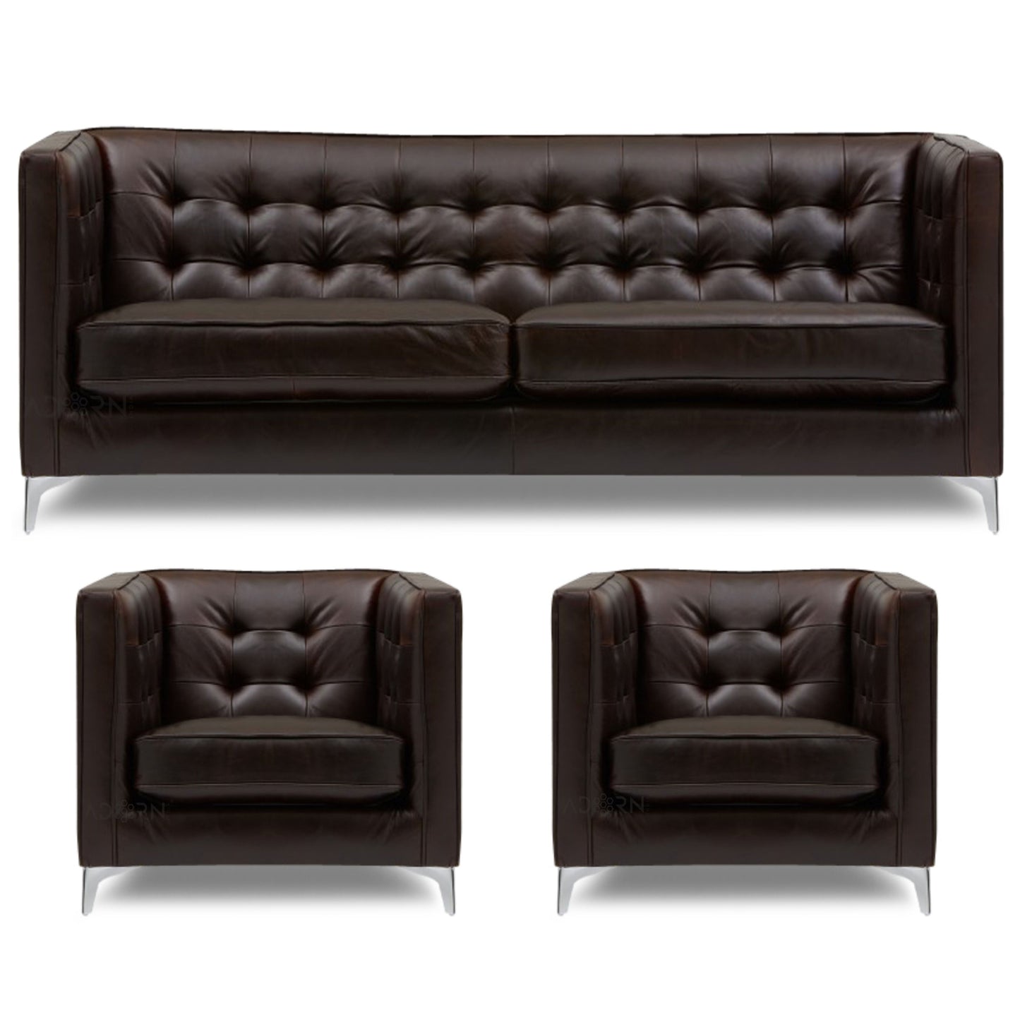 Adorn India Exclusive Cosmos Leatherette 3-1-1 Sofa Set (Brown)