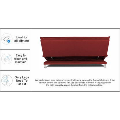 Adorn India Arden 4 Seater Sofa Cum Bed 4 x 6 (Maroon) (3 Year Warranty)