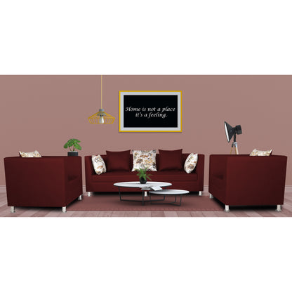Adorn India Alica 3-1-1 5 Seater Sofa Set(Maroon)