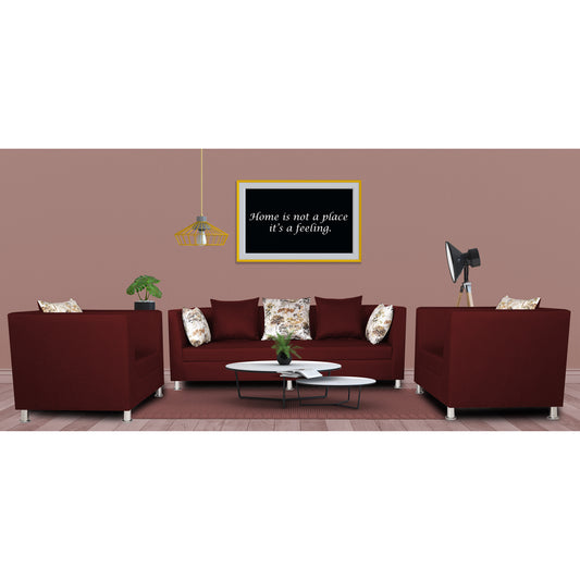 Adorn India Alica 3-1-1 5 Seater Sofa Set(Maroon)