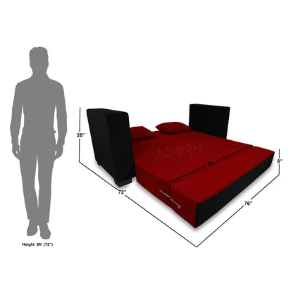 Adorn India Almond 3 Seater Sofa Cumbed (Maroon & Black)