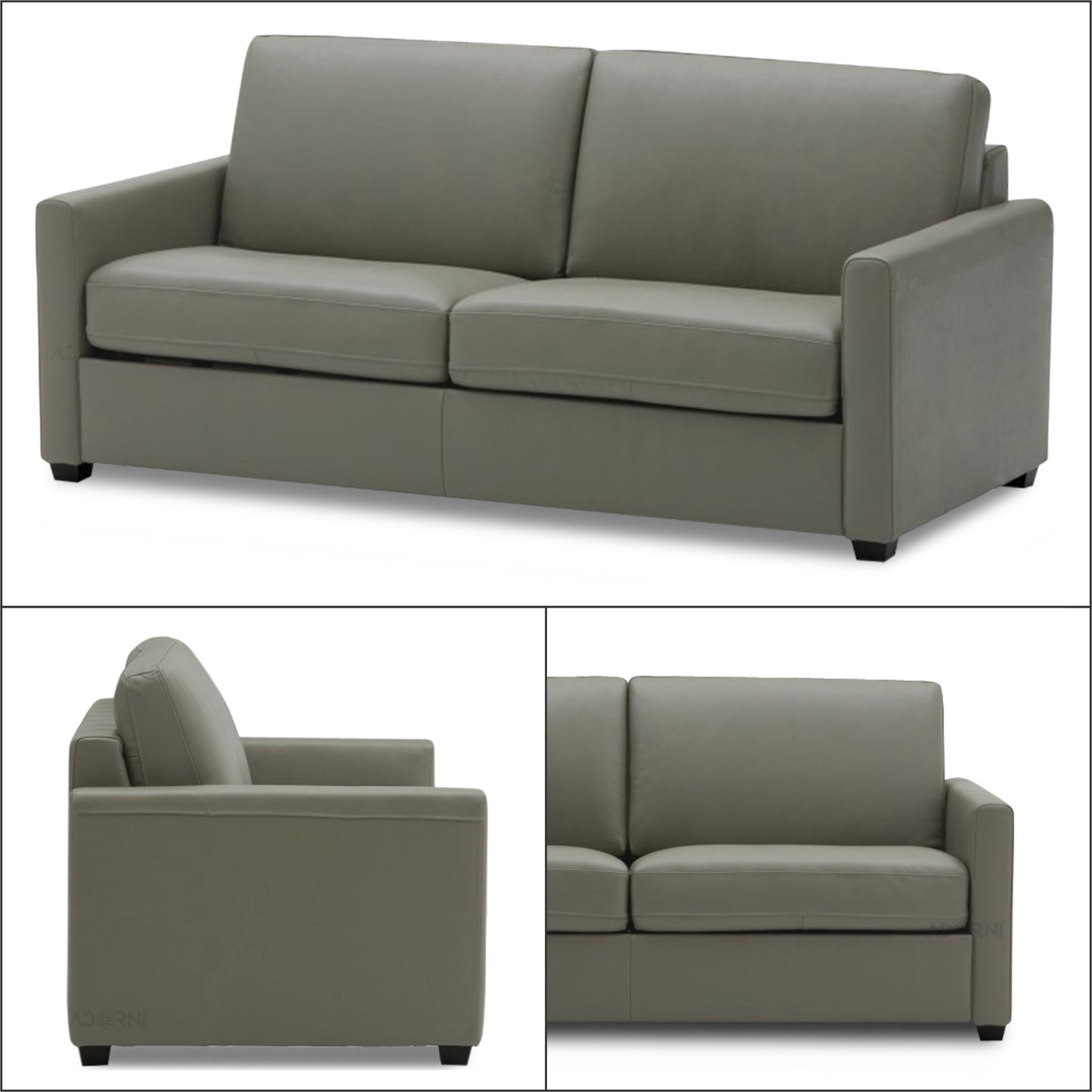 Adorn India Exclusive Flavio Leatherette 3+2 Sofa Set (Grey)