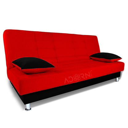 Adorn India Alyssum 3 Seater Sofa Cum bed (Red & Black)