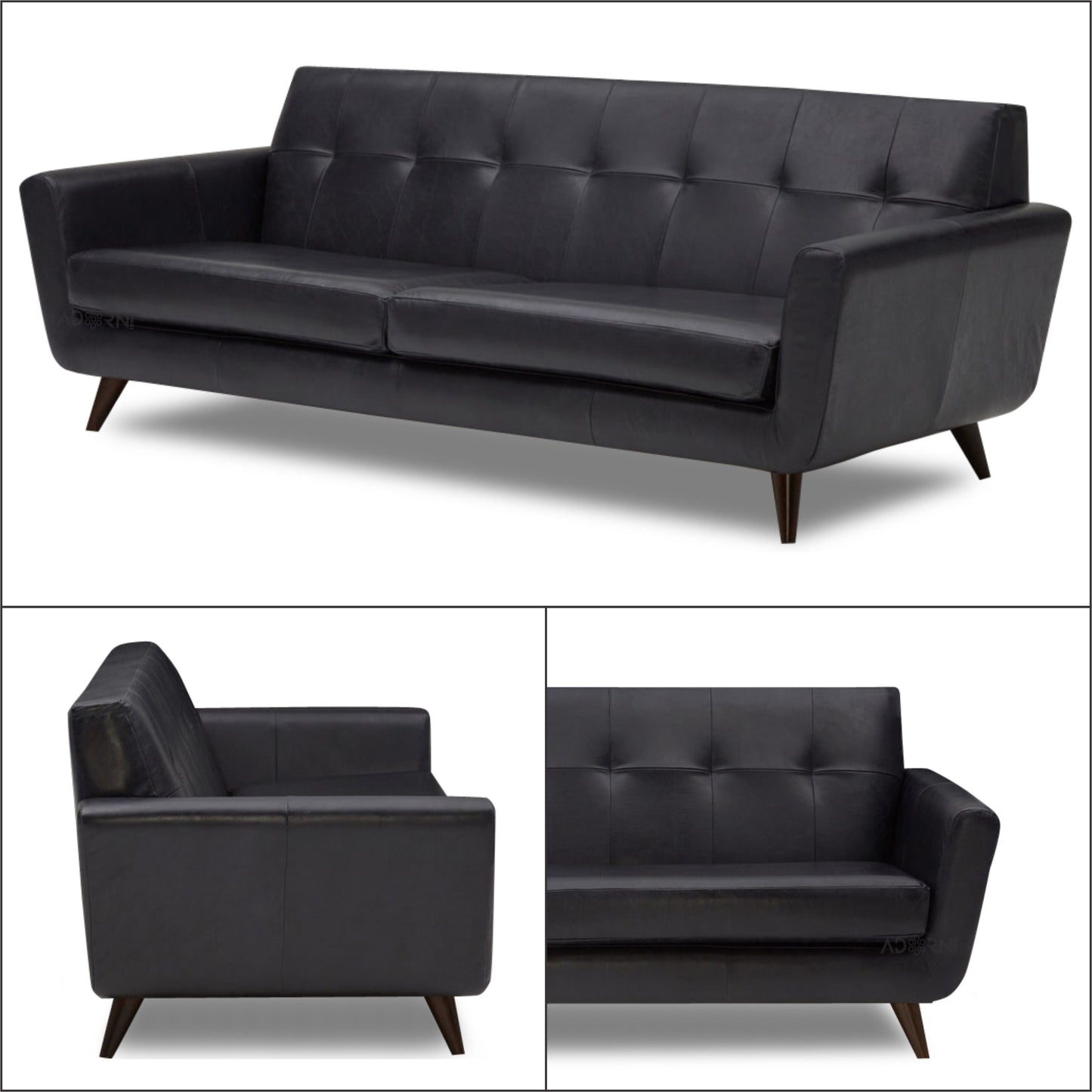Adorn India Exclusive Alexus Leaterette 3+2 Sofa Set (Black)