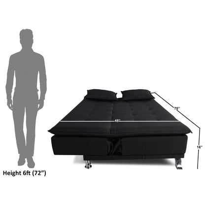 Adorn India Arden 4 Seater Sofa Cum Bed 4 x 6 (Black) (3 Year Warranty)