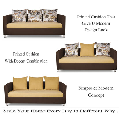 Adorn India 2 Tone Alita Compact 3-1-1 Sofa Set (Brown and Beige), Wood, Foam