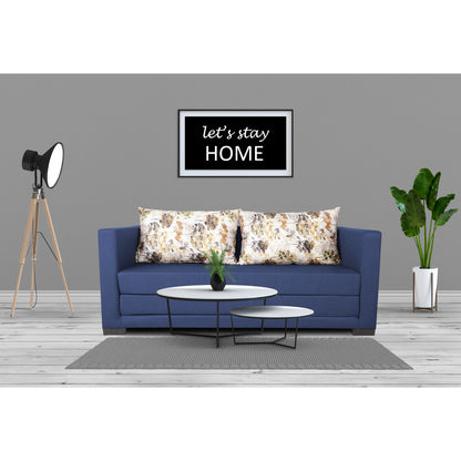 Adorn India Straight line 3 Seater Sofa Cum Bed (Blue), Wood, Foam