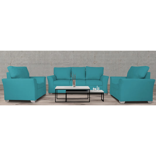 Adorn India Alexia 3+1+1 Sofa Set(Aqua Blue)