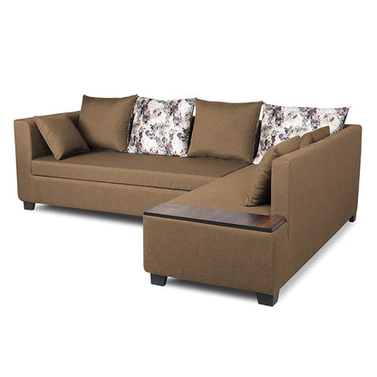 Adorn India Mclain L Shape 6 Seater Sofa (Camel)