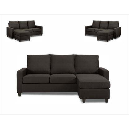 Adorn India Daffodil Three Seater Modular Sofa (Grey), Wood, Foam