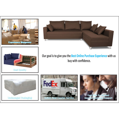 Adorn India Straight line L Sal Shape Sectional Sofa (Brown)